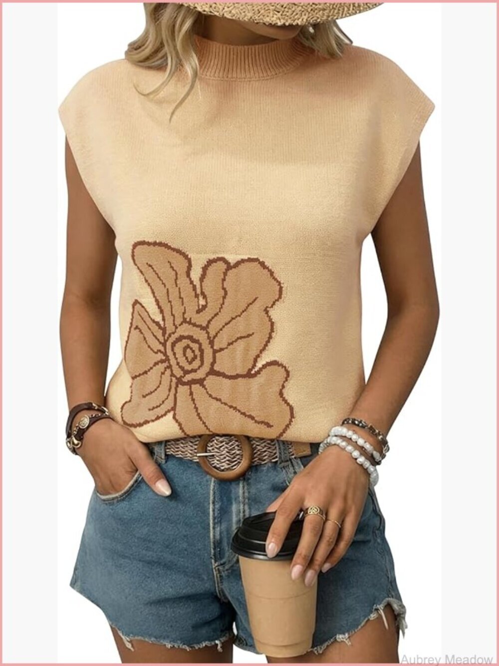 Cap Sleeve Mock Neck Lightweight Knit Sweater Top